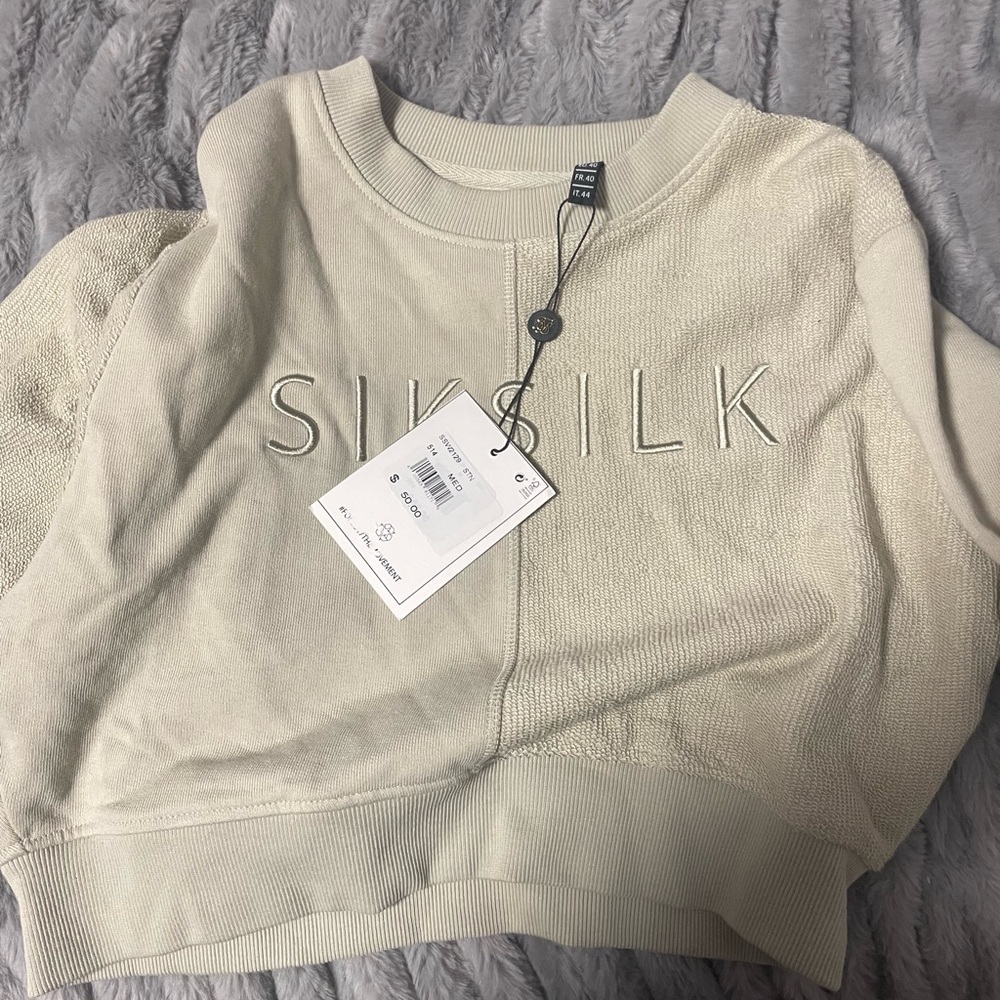 SIKSILK CROPPED BEIGE HOODIE BRAND NEW W TAGS
